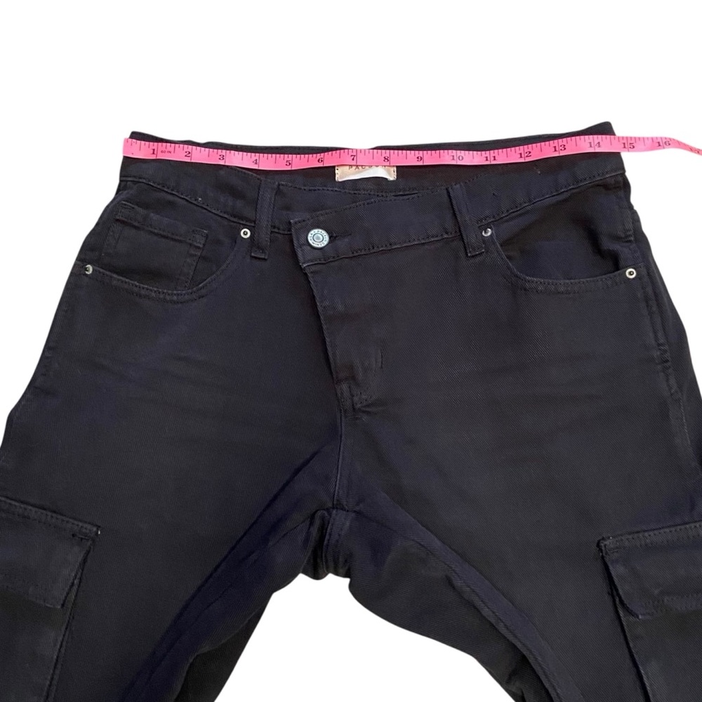 Pacsun Black Asymmetrical '90s Baggy Cargo Jeans Pants 26 Small Wide Leg - Picture 10 of 15